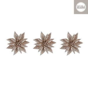 Juleroser på klemme - champagne (3-pk)