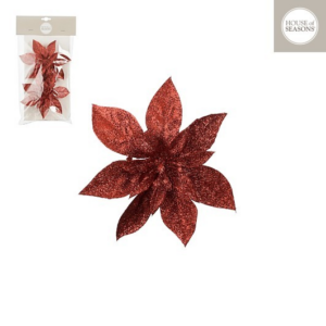 Julerose på klemme - rød (2-pk)